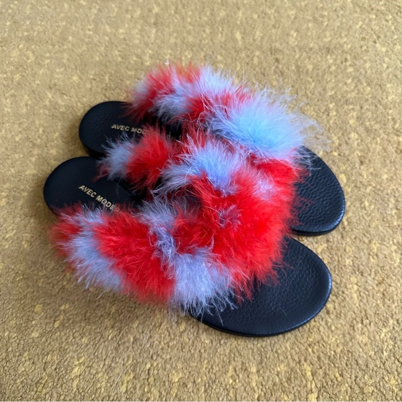 AVEC MODÉRATION Feather Flip Flop Sandals 37 - Picture 3 of 4